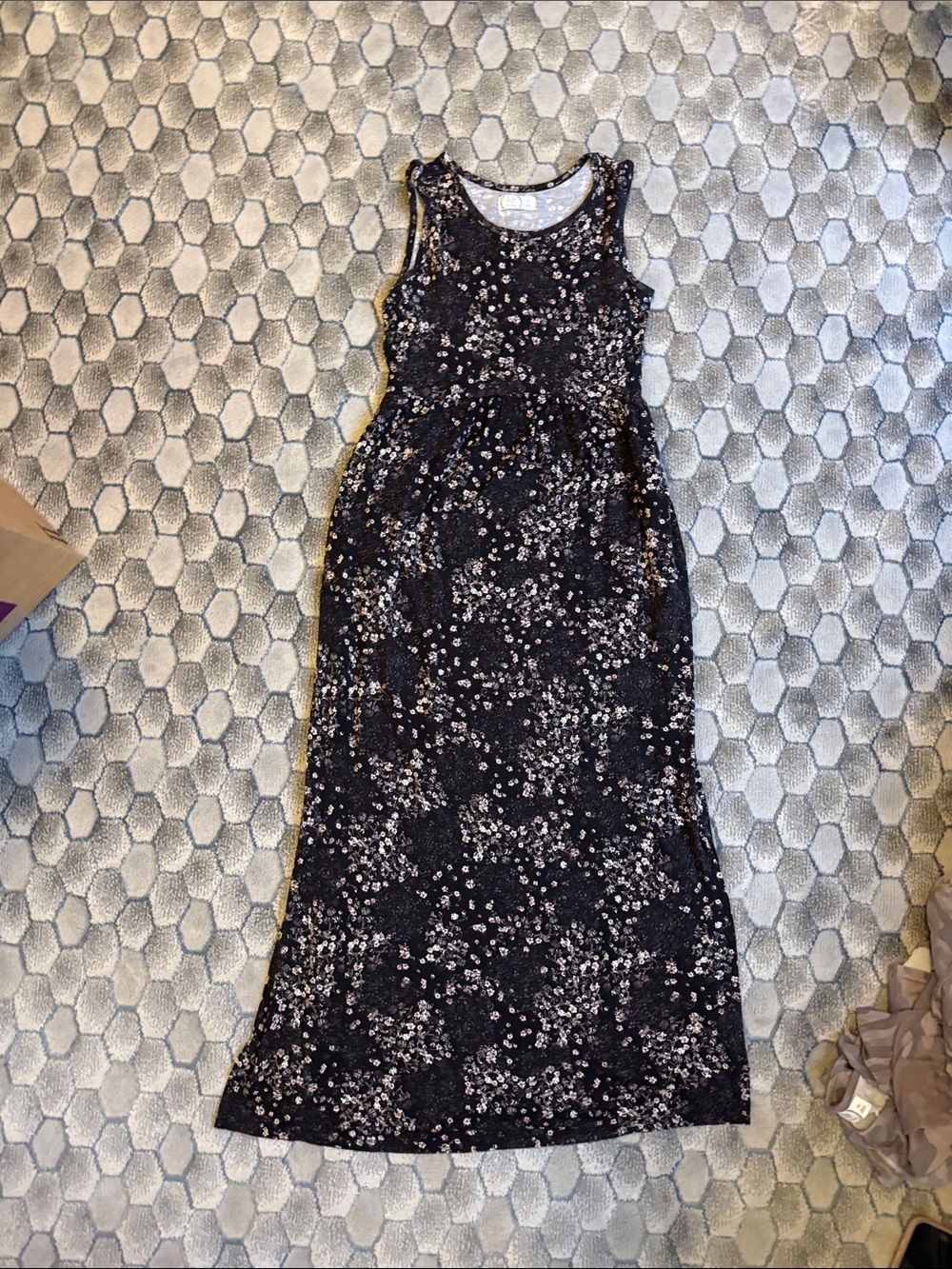 Sleeveless Black  Floral Maxi Dress